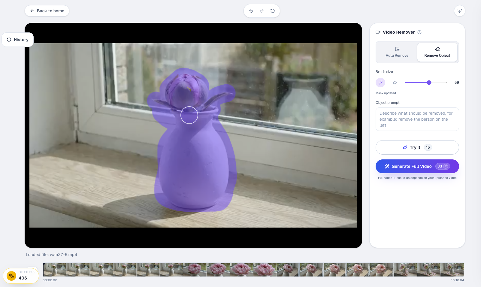 Video Text Remover object removal workflow